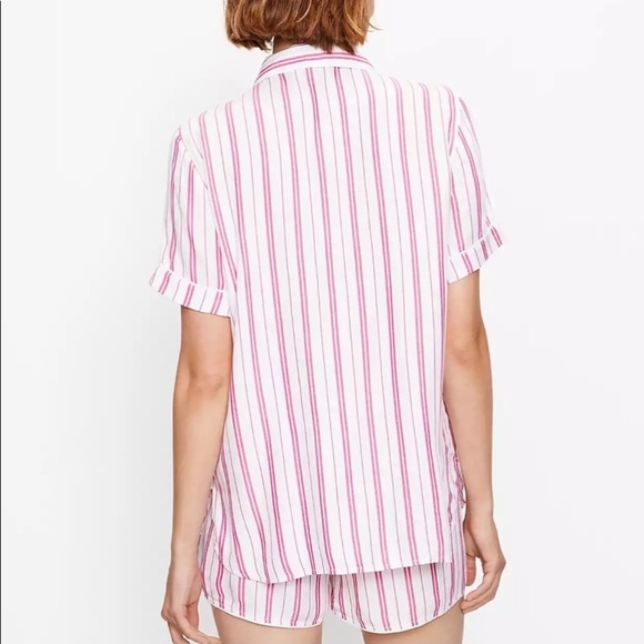 LOFT Pink Flare Striped Pajama Set Small Shorts/ Medium Shirt NEW - Picture 3 of 10